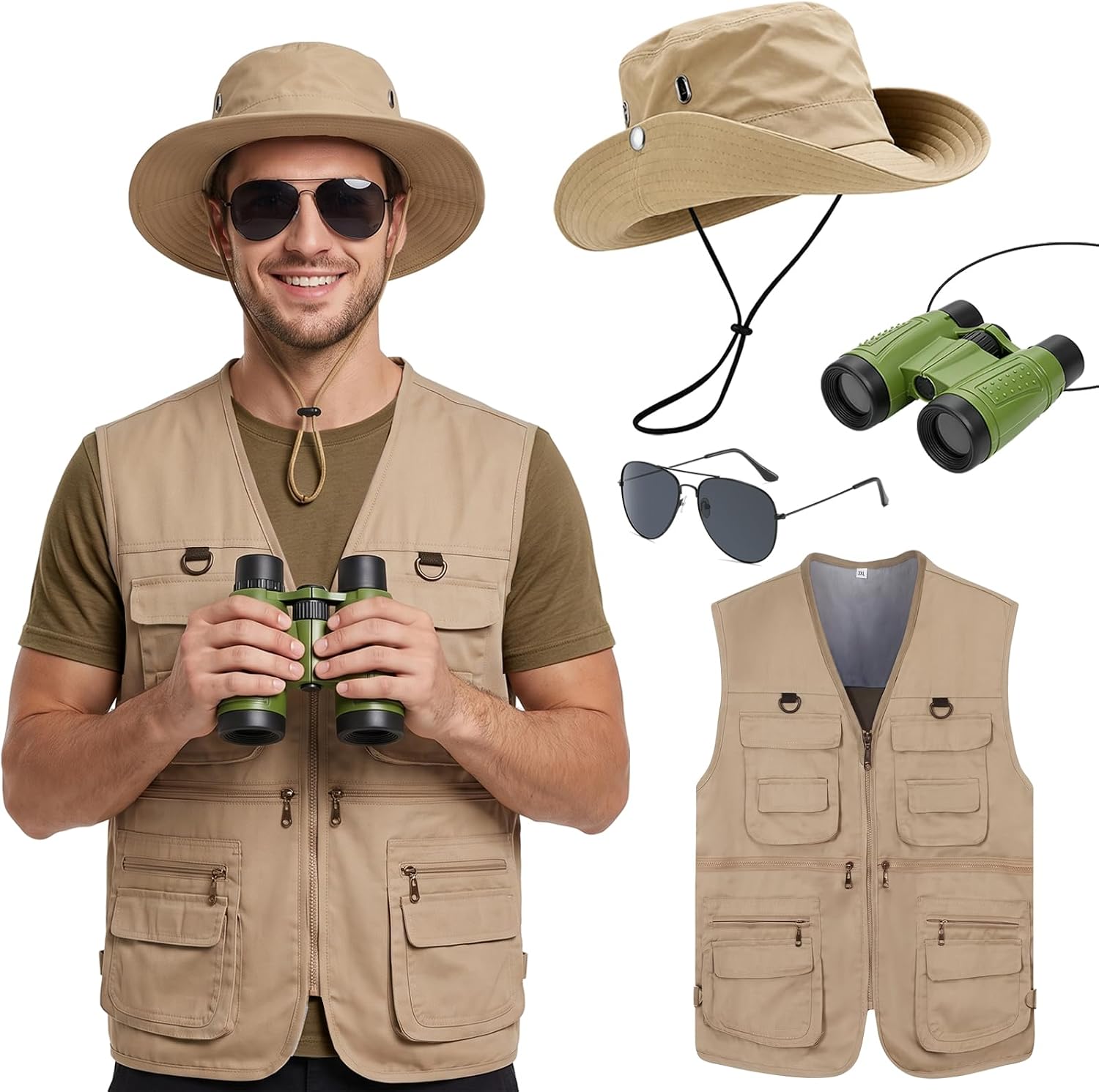 4 Pcs Men Safari Costume Set O - огляд і ціна Zoo Outdoor Adventure Set