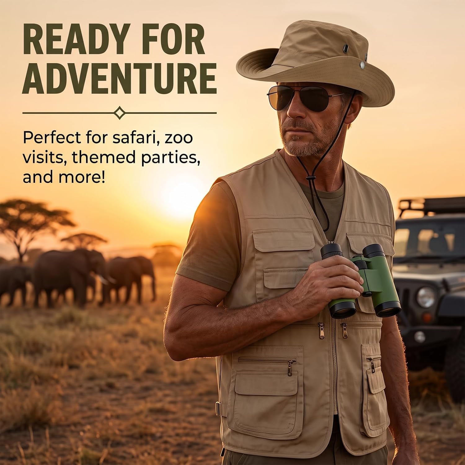 4 Pcs Men Safari Costume Set O - огляд і ціна Zoo Outdoor Adventure Set